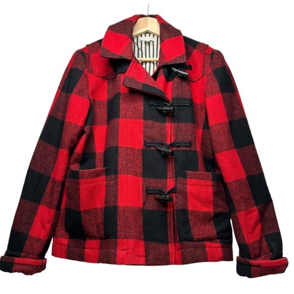 GARNET‎ HILL Womens Coat Buffalo Check Plaid Jacket Sz 6 Toggle Close
